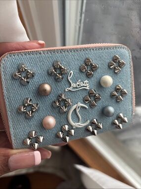 Christian Louboutin Compact Denim Zipper Wallet